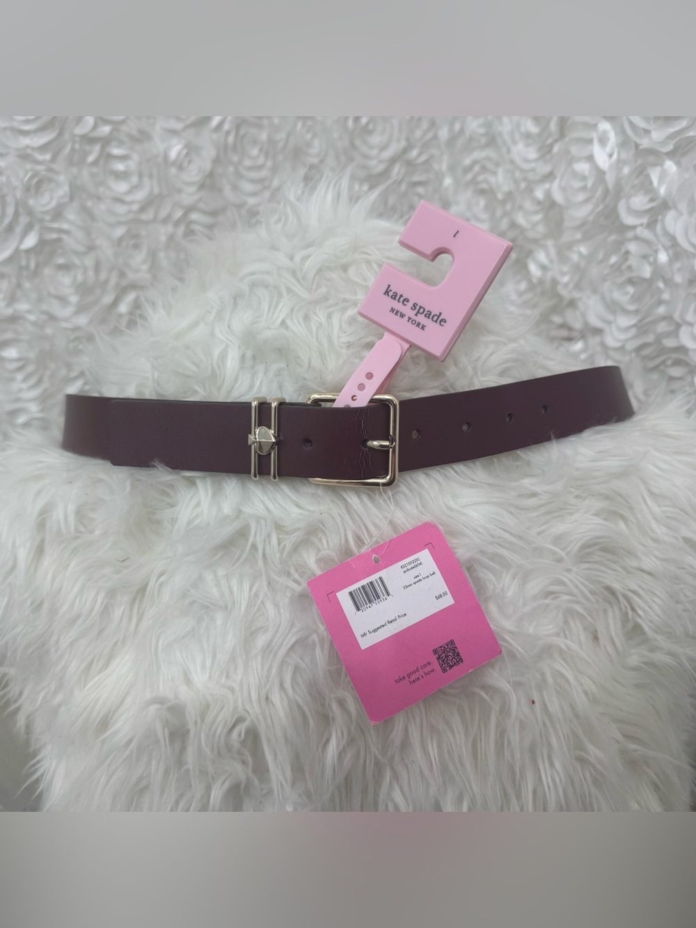 Kate Spade Spade Loop Belt Dark Burgundy Gold Buckle NWT Size L